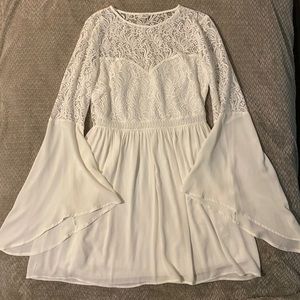 White Long Sleeve Mini Dress